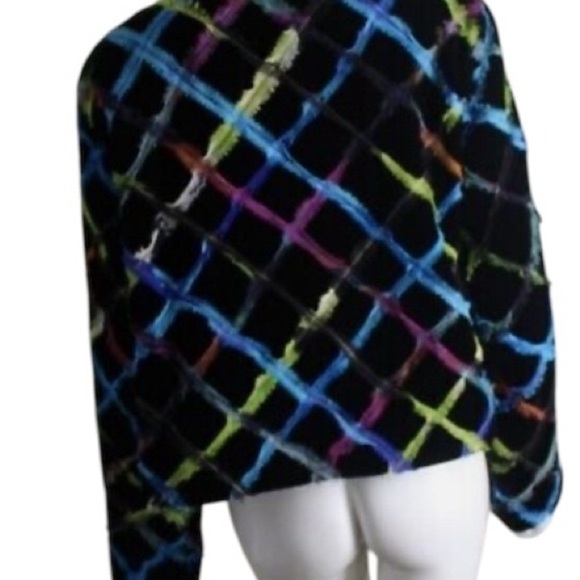 Chico's AMAZING Velvet Shirred Silk Black Statement Topper Jacket Size 2/L - Picture 3 of 6